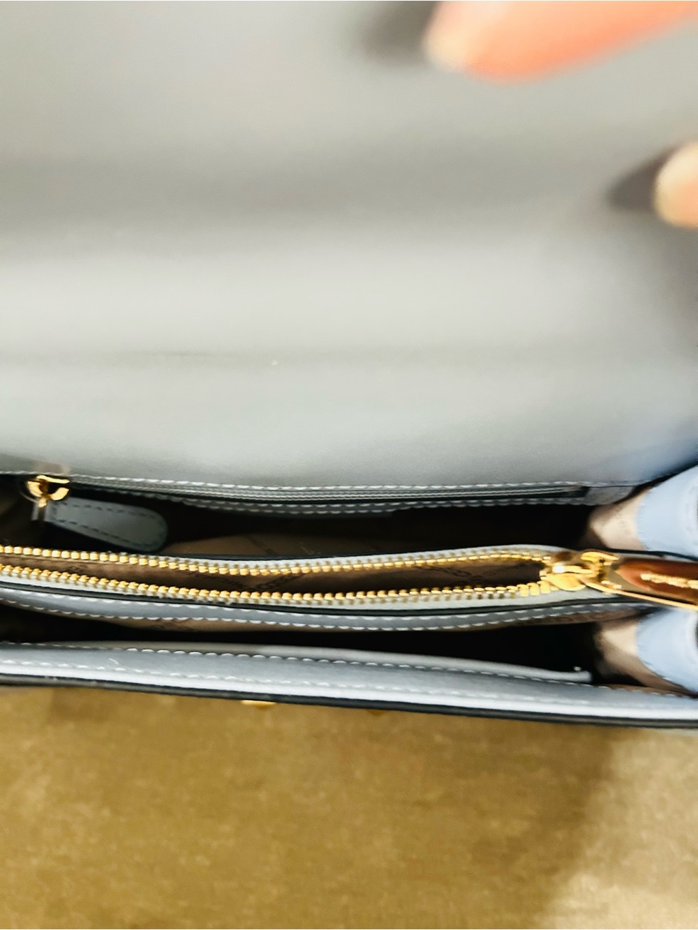 Michael Kors Signature Whitney Bag Croc Pale Blue tricolor Crossbody Shoulder - Picture 6 of 13